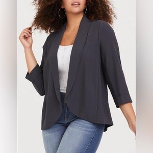 Torrid Grey Boyfriend Crepe Blazer - Size 2
